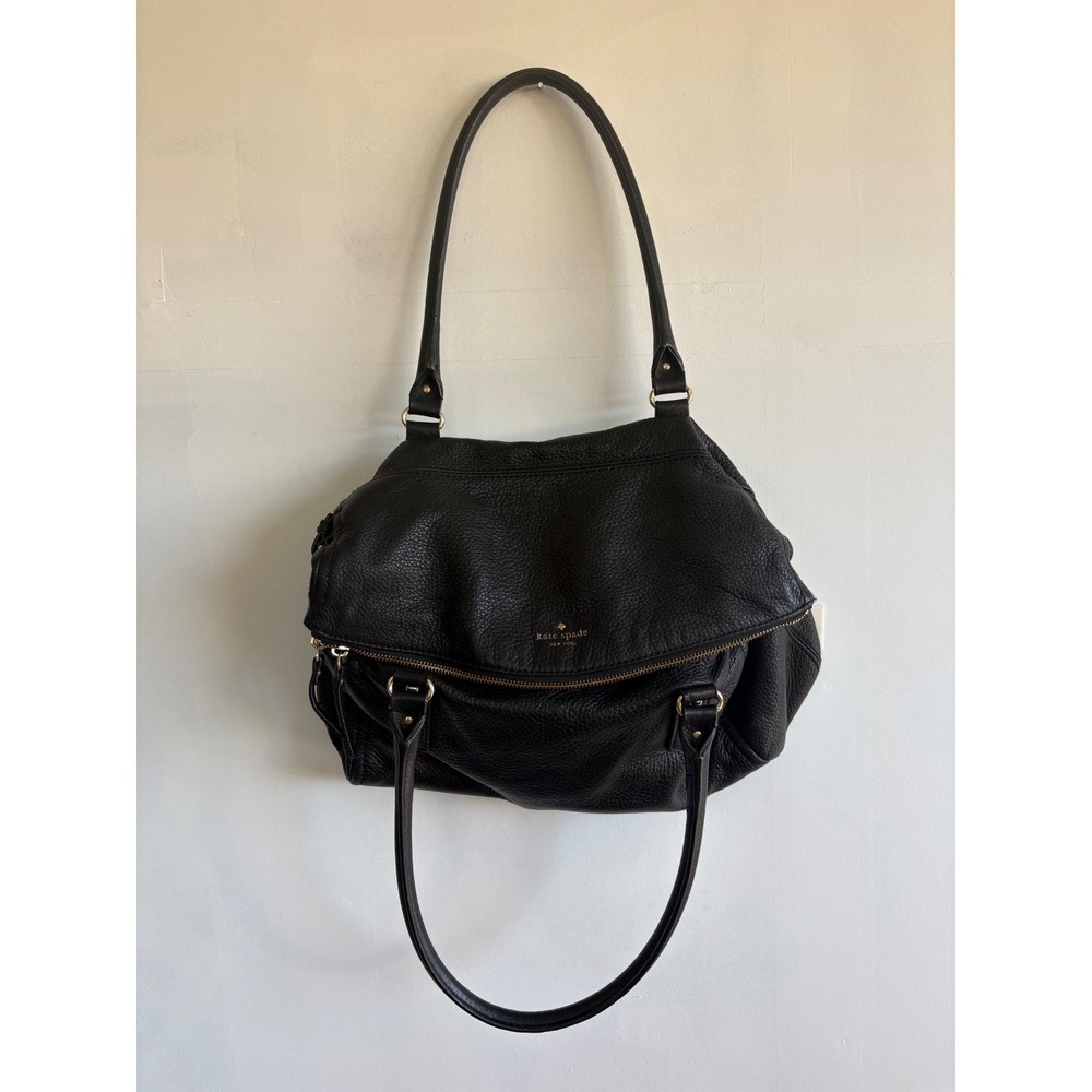 Kate Spade Cobble Hill Little Minka Black dark academia Leather Satchel purse.